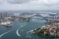 Sydney Harbour - Opera House & Harbour Bridge aerial shot Royalty Free Stock Photo