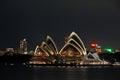 Night view of Sydney Opera House, Sydney, Australia. Royalty Free Stock Photo
