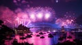 Sydney New Year Eve Fireworks Show at the Harbour Bridge Royalty Free Stock Photo