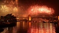 Sydney New Year Eve Fireworks Show at the Harbour Bridge Royalty Free Stock Photo