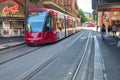 SYDNEY - NOVEMBER 2015: Red tram along the city streets