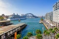 Panoramic drone aerial view over Opera House and Circular Quay Royalty Free Stock Photo
