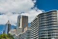 SYDNEY - OCTOBER 2015: City skyline on a sunny day. The city attracts 20 million people annually Royalty Free Stock Photo
