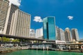 SYDNEY - OCTOBER 2015: City skyline on a sunny day. The city attracts 20 million people annually Royalty Free Stock Photo