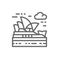 Sydney Opera House, Australia, landmark line icon.