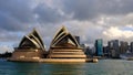 Sydney Opera House, Sunset Light and Dark Clouds, Australia Royalty Free Stock Photo