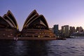 The Sydney Opera House and Circular Quay, Sydney harbour, Australia, at Dusk Royalty Free Stock Photo
