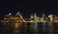 Sydney Opera House and cityscape at night with a sky full of stars Royalty Free Stock Photo