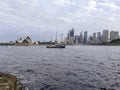 Sydney Opera House and downtown skyline in the famous touristic city of Sydney, New South Wales, Australia Royalty Free Stock Photo