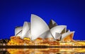 Sydney Opera House in the evening with clear blue sky Royalty Free Stock Photo