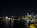 Sydney opera house famous landmark exterior in australia at nigh Royalty Free Stock Photo