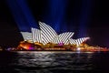 Sydney Opera House with geometric stripes during Vivid Sydney Royalty Free Stock Photo