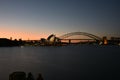 Sydney Opera House and Harbor Bridge at Sunset, AUSTRALIA Royalty Free Stock Photo