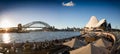 Sydney Opera House and Harbour Bridge at sundowners