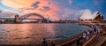 Sydney Opera House and Harbour Bridge sunset panorama Royalty Free Stock Photo