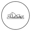 Sydney Opera House icon black color in circle round