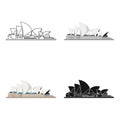 Sydney Opera House icon in cartoon style isolated on white background. Countries symbol stock vector illustration.