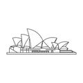 Sydney Opera House icon in outline style isolated on white background.