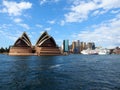 Sydney Opera House and Modern Cruise Ship, NSW, Australia Royalty Free Stock Photo