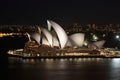 Sydney Opera House bright white at night Royalty Free Stock Photo