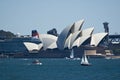 Sydney opera house with queen victoria cruise ship