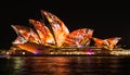 The Sydney Opera House sails lights up during Vivid 2016 Royalty Free Stock Photo