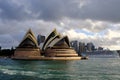 Sydney Opera House, Sunset Light and Dark Clouds, Australia Royalty Free Stock Photo