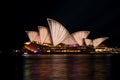 Sydney Opera House in warm coppery tones - Vivid Sydney 2016 Royalty Free Stock Photo
