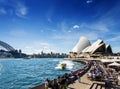 Sydney opera house and waterside cafe restaurant promenade in au