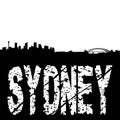 Sydney skyline with grunge text