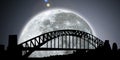 Sydney skyline night with moon Royalty Free Stock Photo