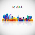 Sydney skyline silhouette in colorful geometric style. Royalty Free Stock Photo