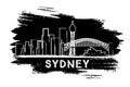 Sydney Skyline Silhouette. Hand Drawn Sketch. Royalty Free Stock Photo