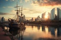 Sydney skyline at sunset, Buenos Aires, Puerto Madero at Night, AI Generated Royalty Free Stock Photo