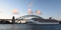 Cruise ship passing by the Harbour Bridge. Sydney. New South Wales. Australia