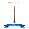 Sydney tower Australia vector flat attraction landmarks Royalty Free Stock Photo