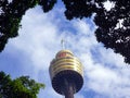 Sydney Tower With Hazy Clouds and Blue Sky, Australia Royalty Free Stock Photo