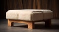 Modern Cream Sheepskin Foot Stool With Soft Armrests