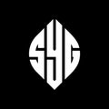 SYG circle letter logo design with circle and ellipse shape. SYG ellipse letters with typographic style. The three initials form a Royalty Free Stock Photo