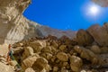 Sykia Cave at Melos Island, Greece Royalty Free Stock Photo