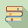Syllabus book stack icon, flat style