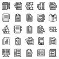 Syllabus icons set, outline style