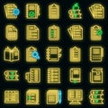 Syllabus icons set vector neon