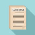 Syllabus paper schedule icon, flat style