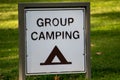 A Group Camping sign marks the designated group camping area for visitors Royalty Free Stock Photo