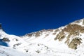 Syltran snowy valley view. Caucasian Mountains. Russia Royalty Free Stock Photo