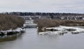 Sylva River near the mouth of the rivers Shakva and Iren. Spring in the Western Urals. Royalty Free Stock Photo