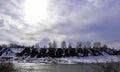 The Sylva River was freed from ice before the spring flood in the Kama region. Spring in the foothills of the Western Urals. Royalty Free Stock Photo