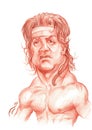 Sylvester Stallone Caricature Sketch Royalty Free Stock Photo