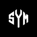 SYM letter logo design with polygon shape. SYM polygon and cube shape logo design. SYM hexagon vector logo template white and Royalty Free Stock Photo